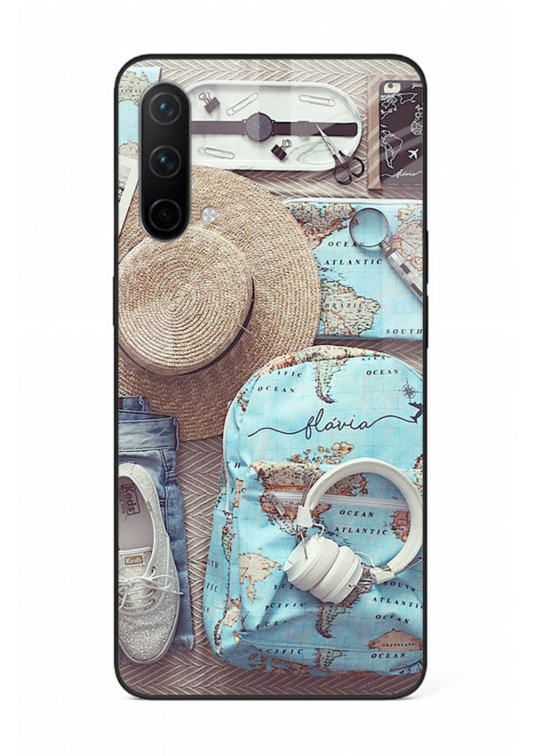 Travel Essentials Flatlay overhead artwork OnePlus Nord CE 5G glass back cover