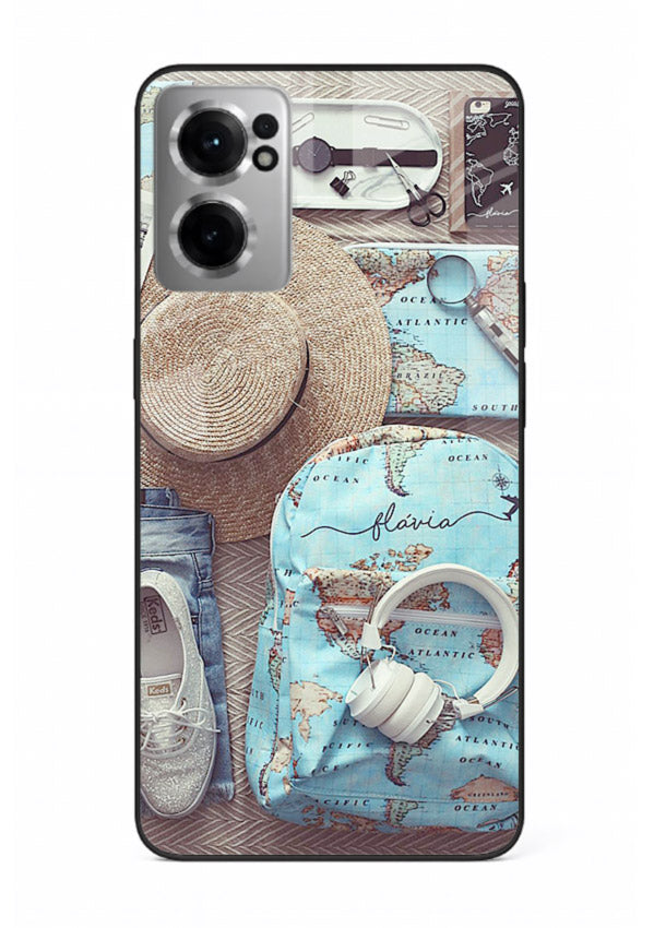 Travel Essentials Flatlay overhead artwork OnePlus Nord CE2 5G glass back cover