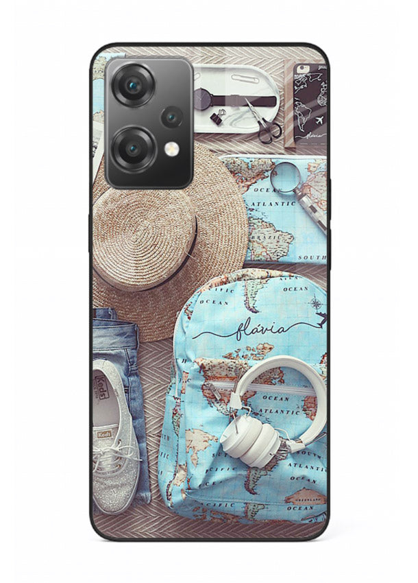 Travel Essentials Flatlay overhead artwork OnePlus Nord CE2 Lite 5G glass back cover