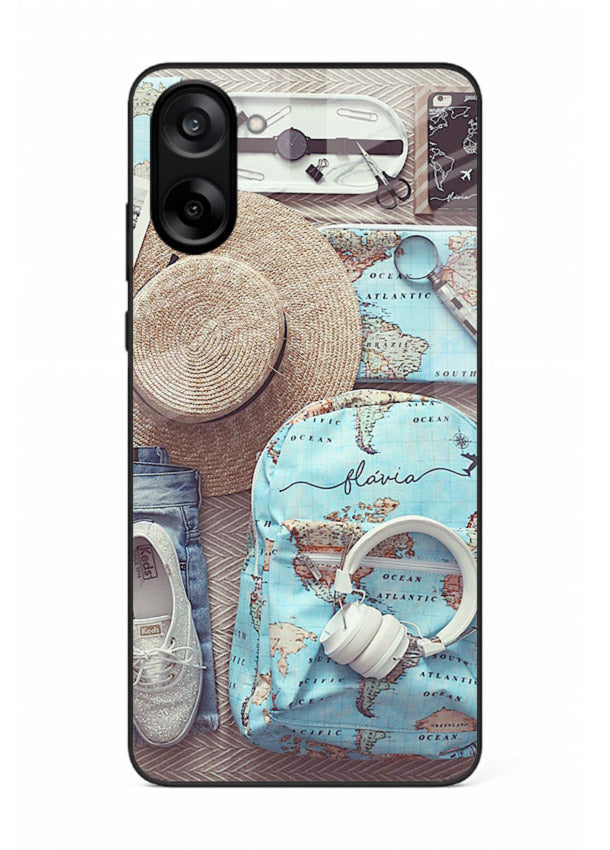 Travel Essentials Flatlay overhead artwork OnePlus Nord CE5 glass back cover