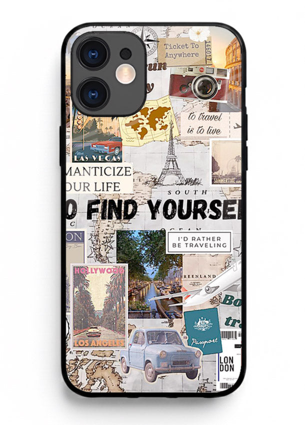 Travel Photo Collage aesthetic artwork iphone 11 glass back cover