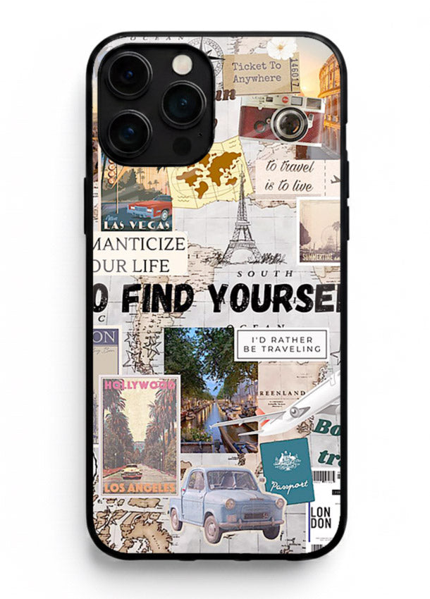 Travel Photo Collage aesthetic artwork iphone 11 pro max glass back cover