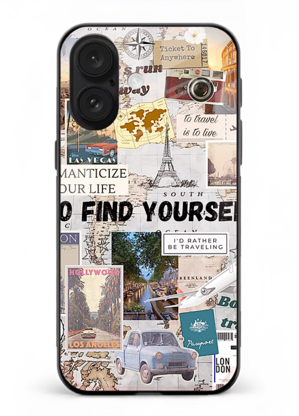 Travel Photo Collage aesthetic artwork iphone 17 glass back cover
