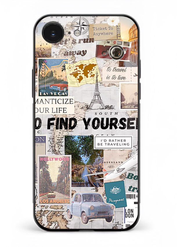 Travel Photo Collage aesthetic artwork iphone 16e glass back cover