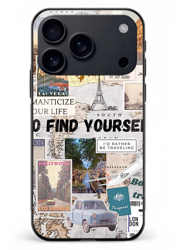 Travel Photo Collage aesthetic artwork iphone 18 pro max glass back cover