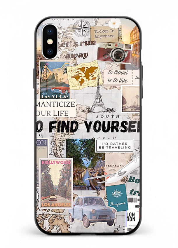 Travel Photo Collage aesthetic artwork iphone xs max glass back cover