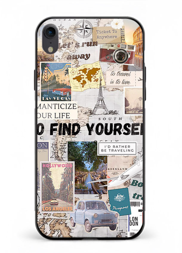 Travel Photo Collage aesthetic artwork iphone xr glass back cover