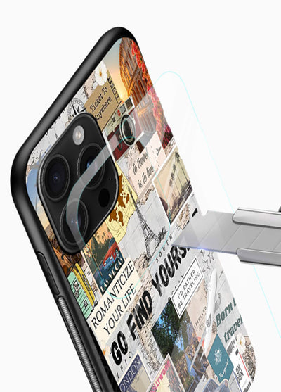 Travel Photo Collage aesthetic artwork glossy vibrant premium glass back cover - Angle Blade