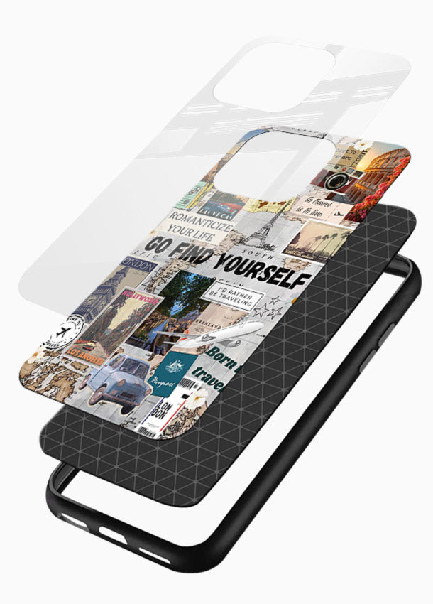 Travel Photo Collage aesthetic artwork glossy vibrant premium glass back cover - Angle Layers