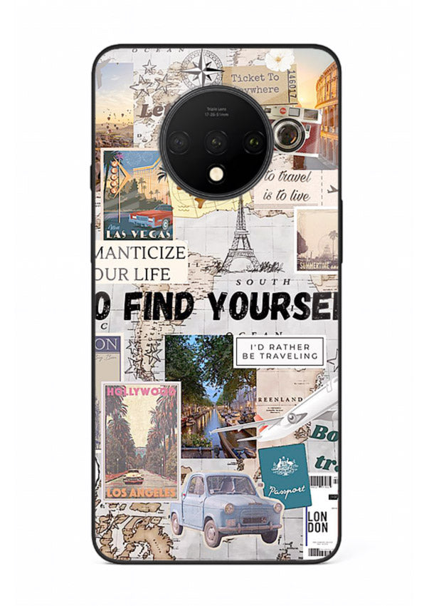 Travel Photo Collage aesthetic artwork OnePlus 7T glass back cover