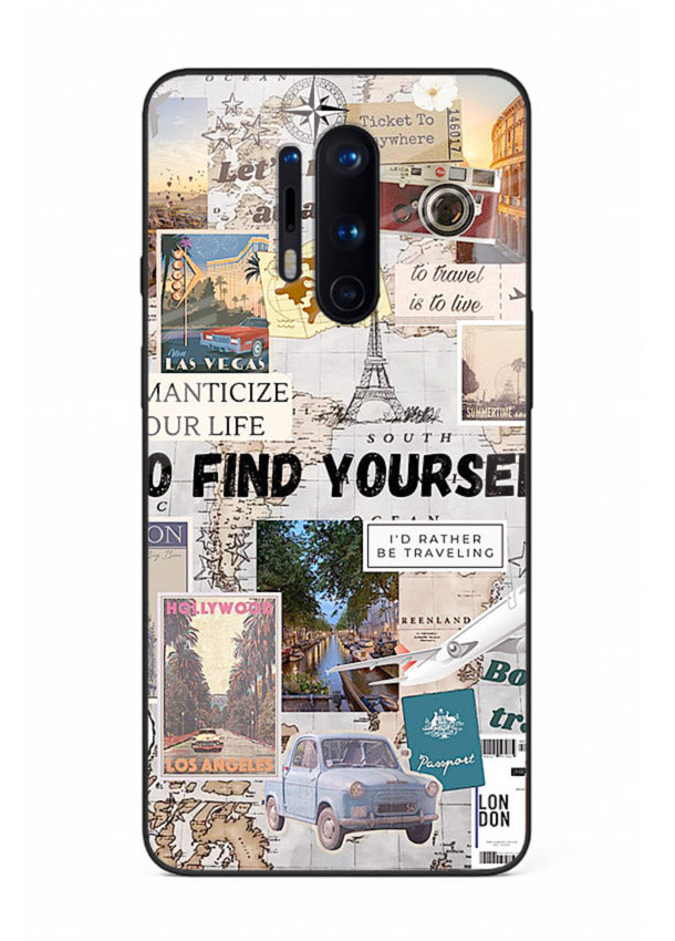 Travel Photo Collage aesthetic artwork OnePlus 8 Pro glass back cover