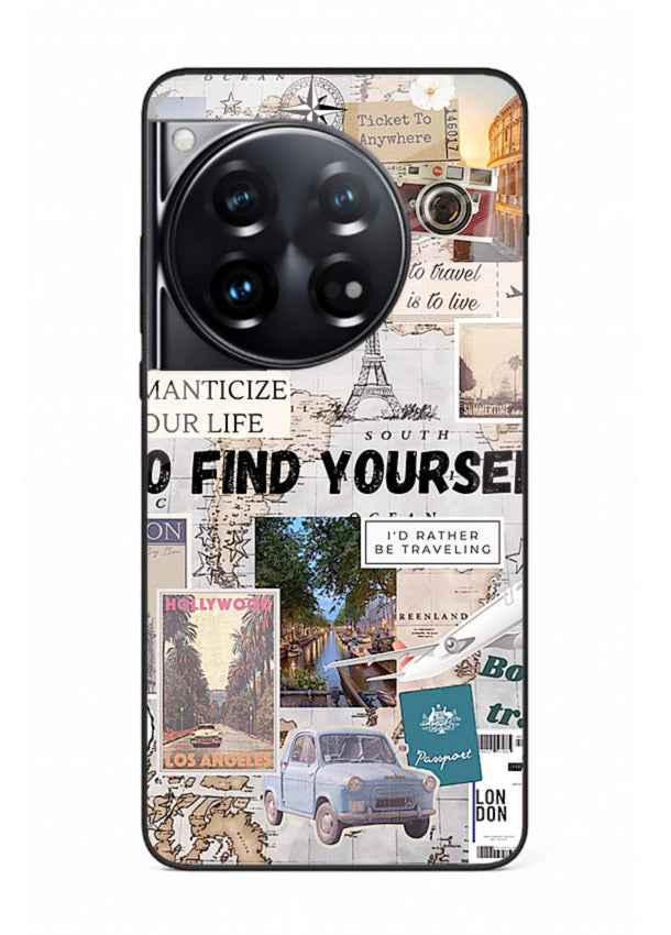Travel Photo Collage aesthetic artwork OnePlus 12 glass back cover