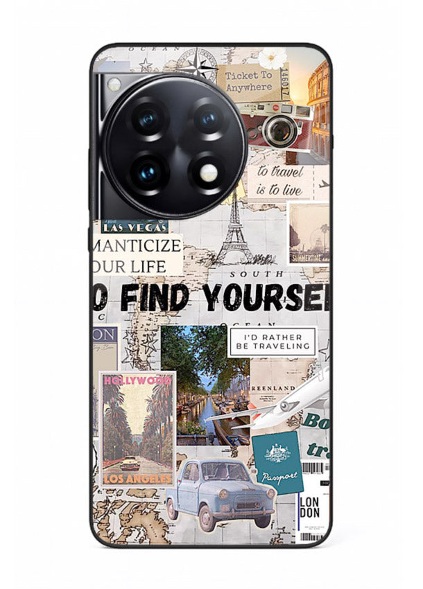 Travel Photo Collage aesthetic artwork OnePlus 12R glass back cover