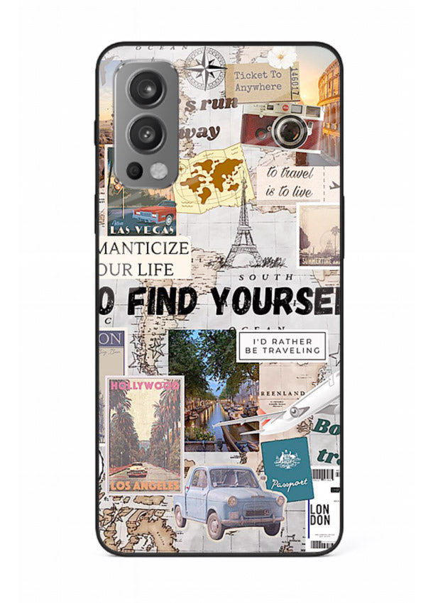 Travel Photo Collage aesthetic artwork OnePlus Nord 2 glass back cover