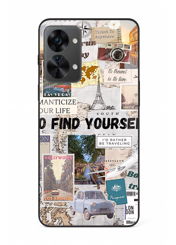 Travel Photo Collage aesthetic artwork OnePlus Nord 2T glass back cover