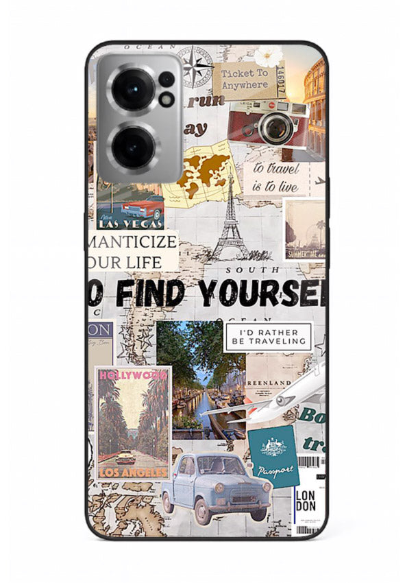 Travel Photo Collage aesthetic artwork OnePlus Nord CE2 5G glass back cover