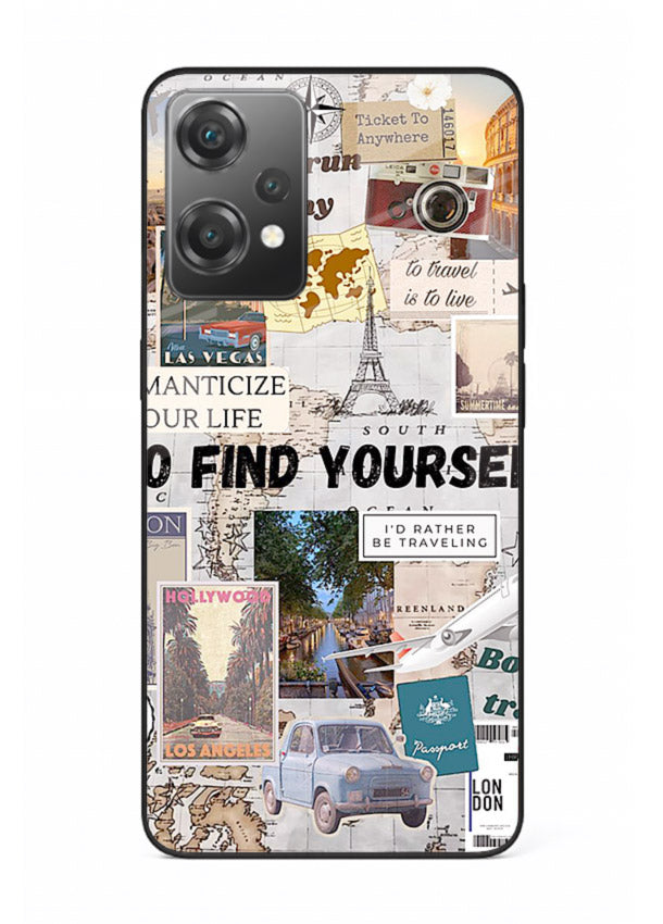 Travel Photo Collage aesthetic artwork OnePlus Nord CE2 Lite 5G glass back cover