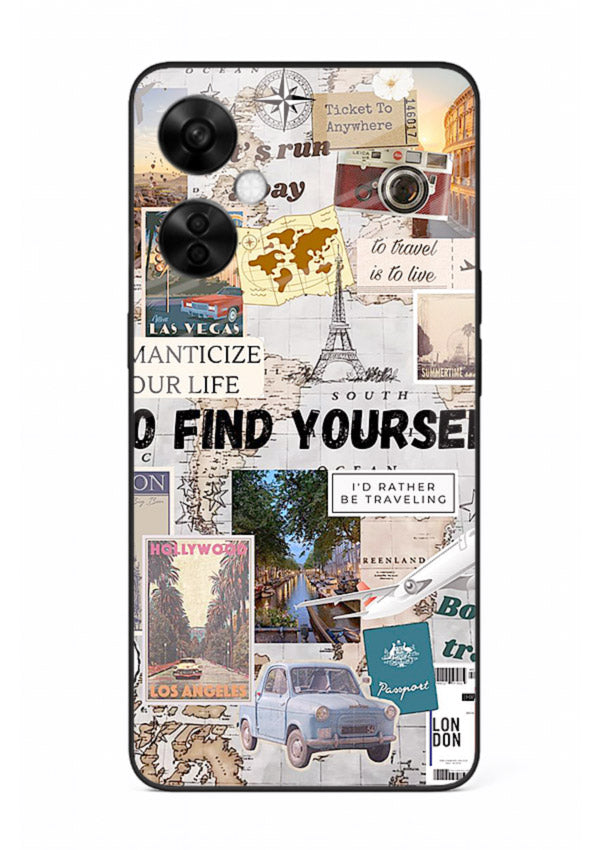 Travel Photo Collage aesthetic artwork OnePlus Nord CE3 Lite glass back cover