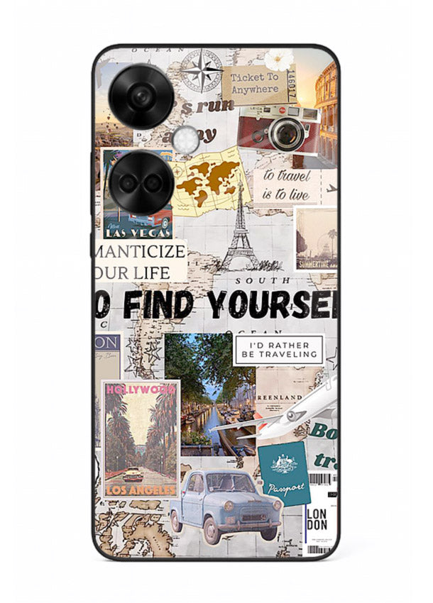 Travel Photo Collage aesthetic artwork OnePlus Nord CE3 glass back cover