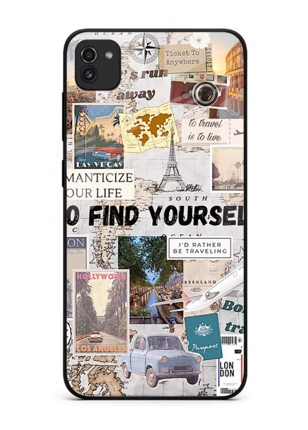 Travel Photo Collage aesthetic artwork Samsung A03 glass back cover