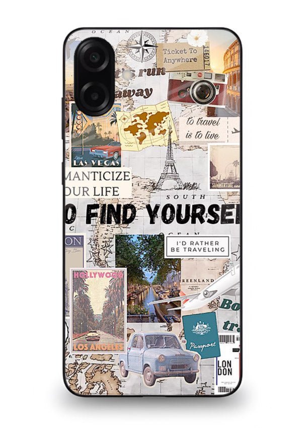 Travel Photo Collage aesthetic artwork Samsung A07 4G glass back cover
