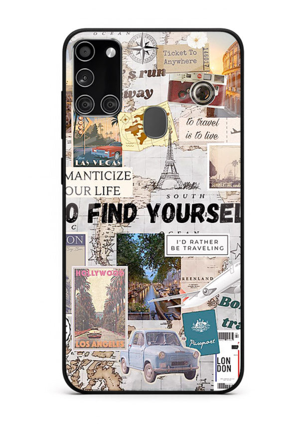 Travel Photo Collage aesthetic artwork Samsung A21s glass back cover