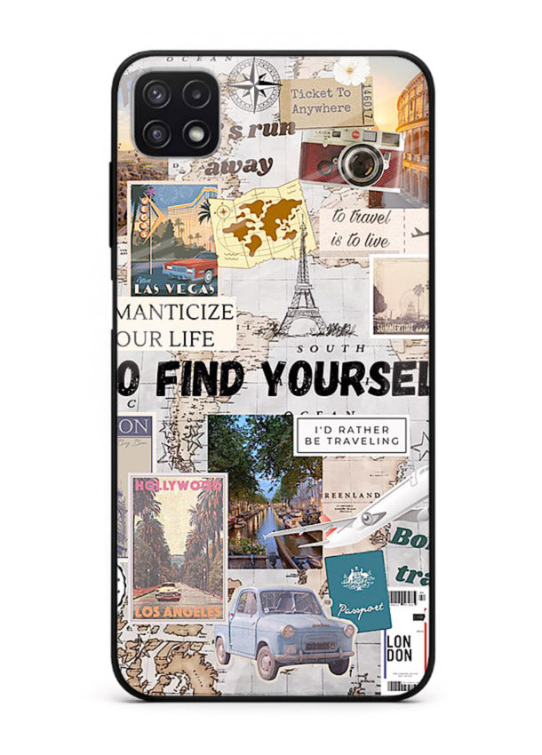 Travel Photo Collage aesthetic artwork Samsung F42 5G glass back cover
