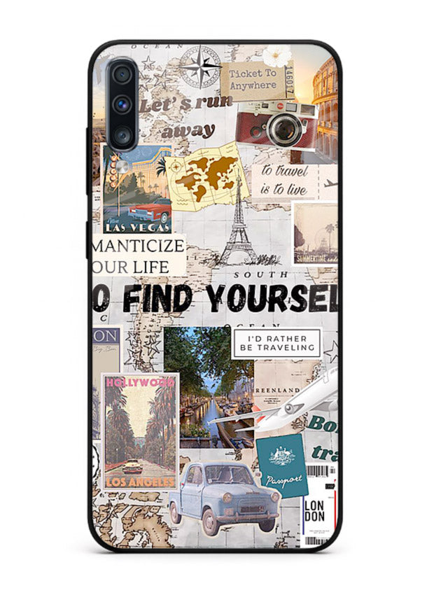 Travel Photo Collage aesthetic artwork Samsung A70 glass back cover
