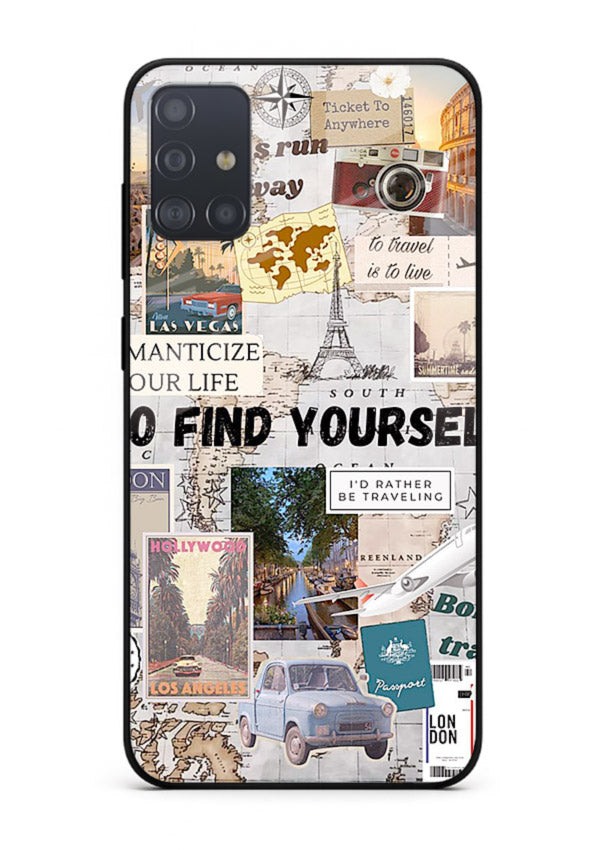 Travel Photo Collage aesthetic artwork Samsung A71 glass back cover