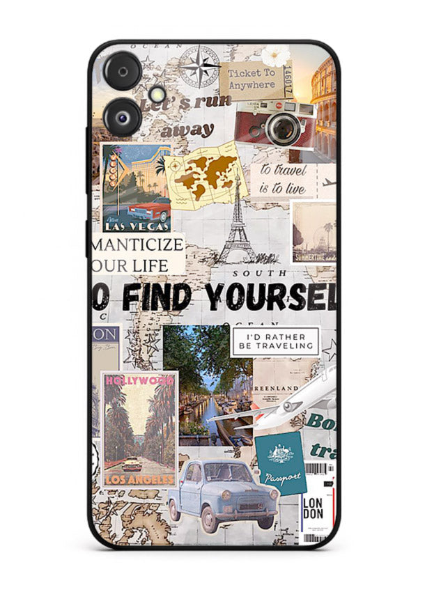 Travel Photo Collage aesthetic artwork Samsung F04 5G glass back cover