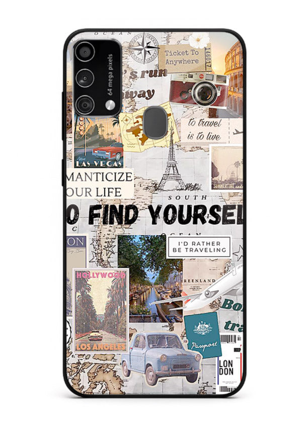 Travel Photo Collage aesthetic artwork Samsung F41 glass back cover