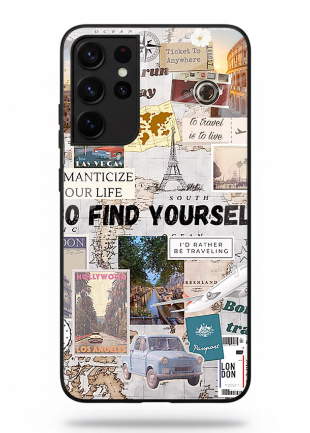 Travel Photo Collage aesthetic artwork Samsung S21 Ultra glass back cover