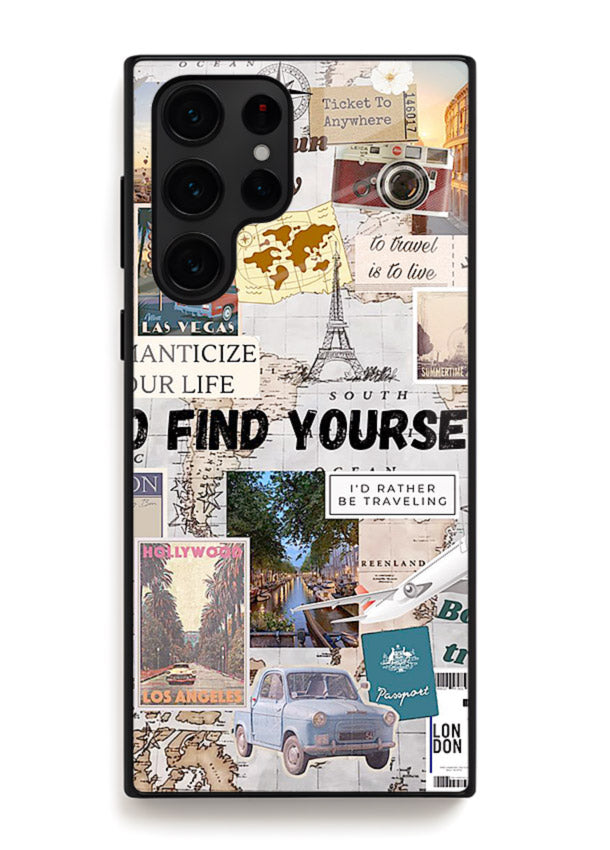 Travel Photo Collage aesthetic artwork Samsung S23 Ultra glass back cover