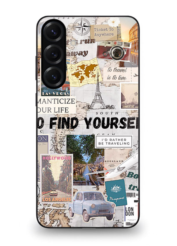 Travel Photo Collage aesthetic artwork Samsung S23 FE glass back cover