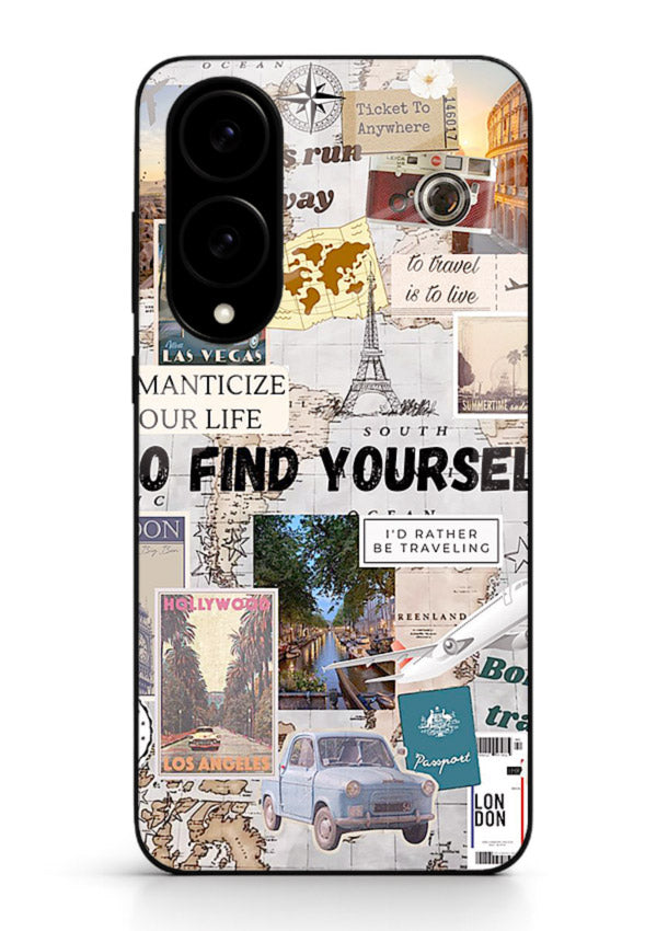Travel Photo Collage aesthetic artwork Samsung S25 Edge glass back cover