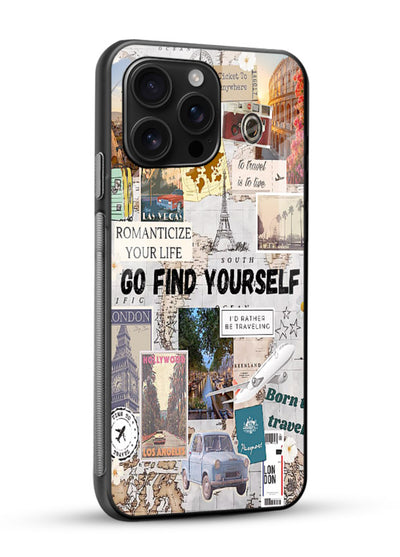 Travel Photo Collage aesthetic artwork glossy vibrant premium glass back cover - Angle Side