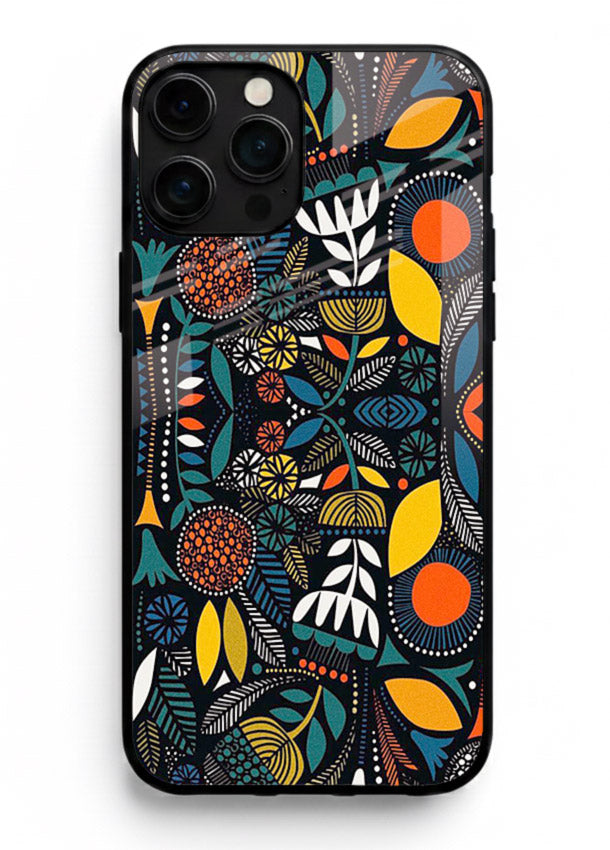 Tribal Botanical Art earthy tribal botanical pattern iphone 16 pro max glass back cover