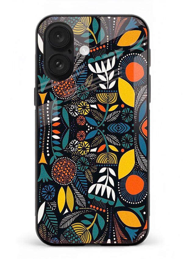 Tribal Botanical Art earthy tribal botanical pattern iphone 17 glass back cover