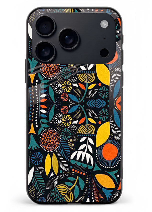 Tribal Botanical Art earthy tribal botanical pattern iphone 18 pro max glass back cover