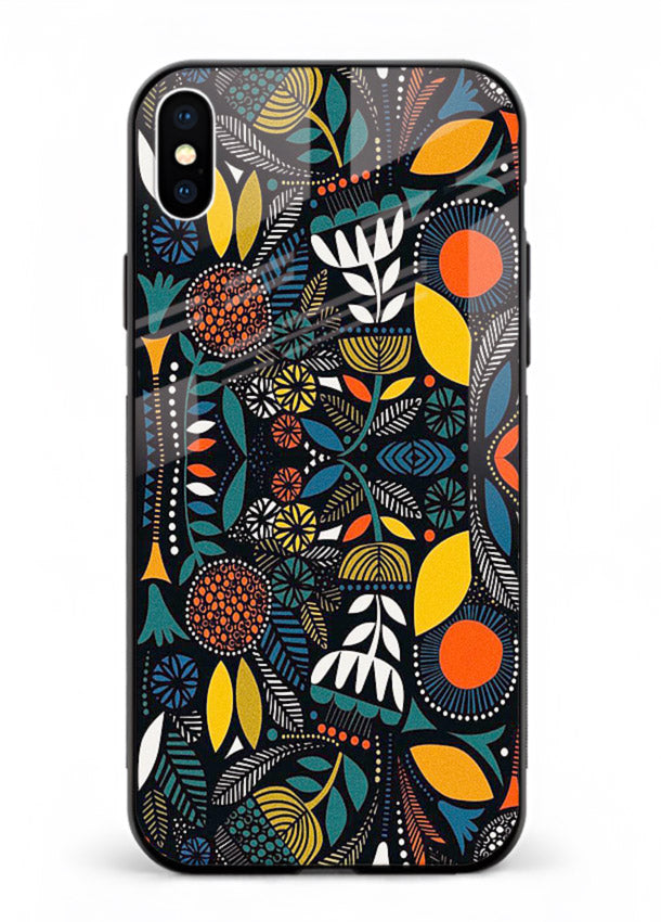 Tribal Botanical Art earthy tribal botanical pattern iphone xs max glass back cover