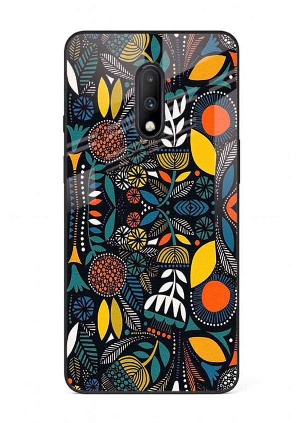 Tribal Botanical Art earthy tribal botanical pattern OnePlus 7 glass back cover