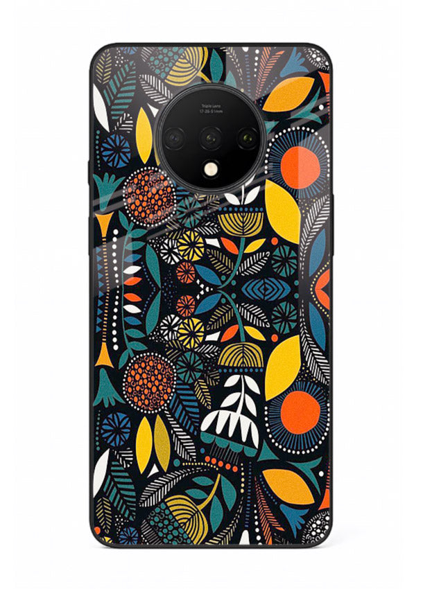 Tribal Botanical Art earthy tribal botanical pattern OnePlus 7T glass back cover