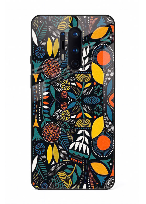 Tribal Botanical Art earthy tribal botanical pattern OnePlus 8 Pro glass back cover