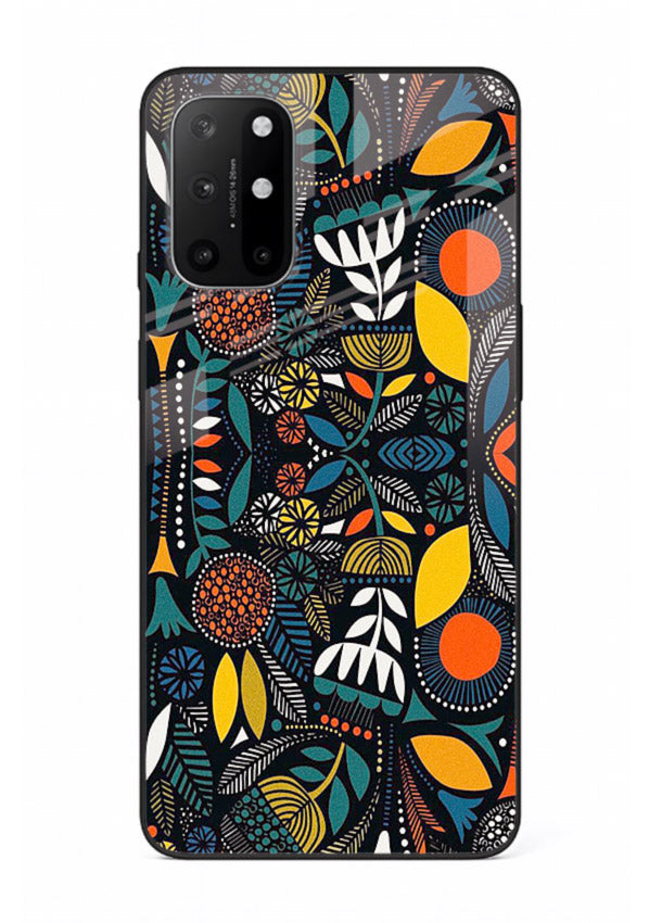 Tribal Botanical Art earthy tribal botanical pattern OnePlus 8T glass back cover