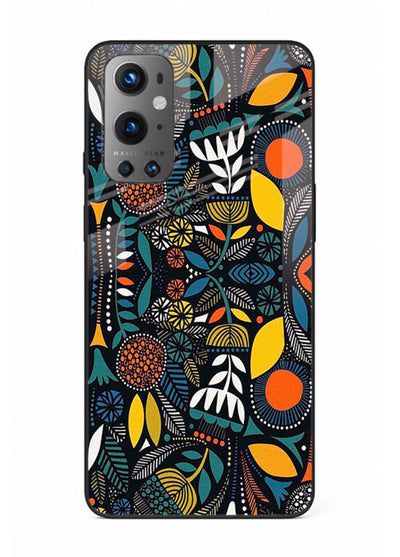 Tribal Botanical Art earthy tribal botanical pattern OnePlus 9 glass back cover