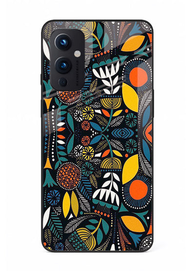 Tribal Botanical Art earthy tribal botanical pattern OnePlus 9 Pro glass back cover
