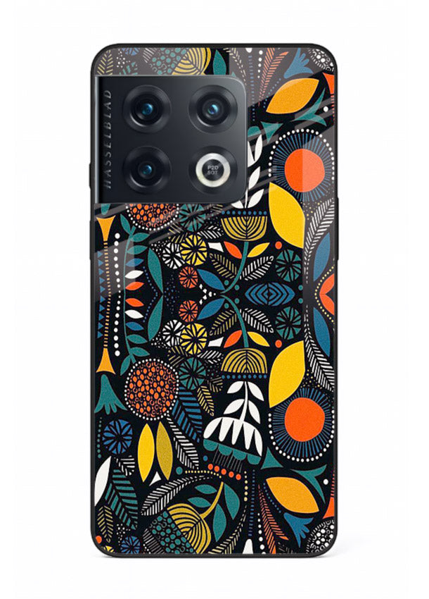 Tribal Botanical Art earthy tribal botanical pattern OnePlus 10 Pro glass back cover