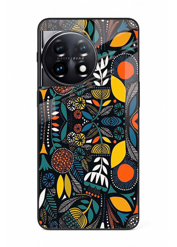 Tribal Botanical Art earthy tribal botanical pattern OnePlus 11 glass back cover