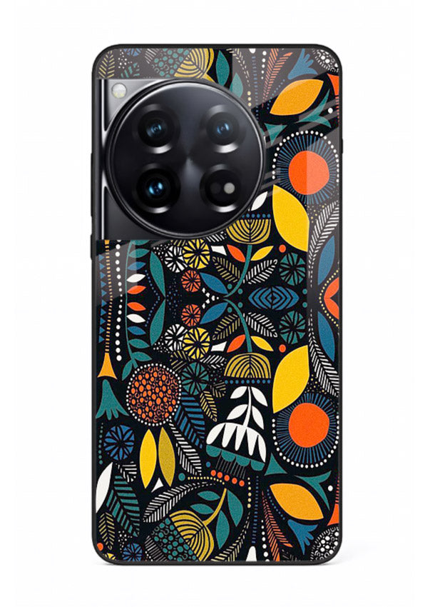 Tribal Botanical Art earthy tribal botanical pattern OnePlus 12 glass back cover