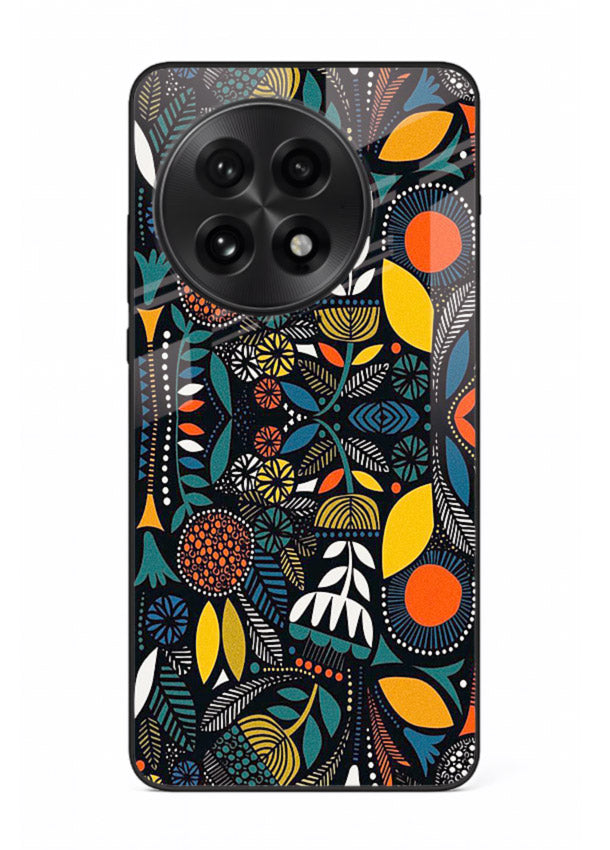 Tribal Botanical Art earthy tribal botanical pattern OnePlus 13R glass back cover